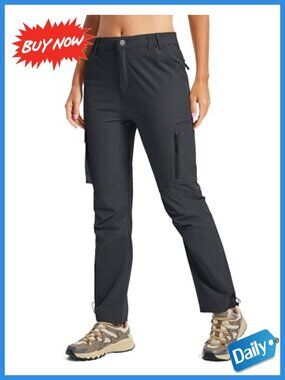 Womens Hiking Cargo Work Pants Quick Dry Water Resistant 6 Pockets